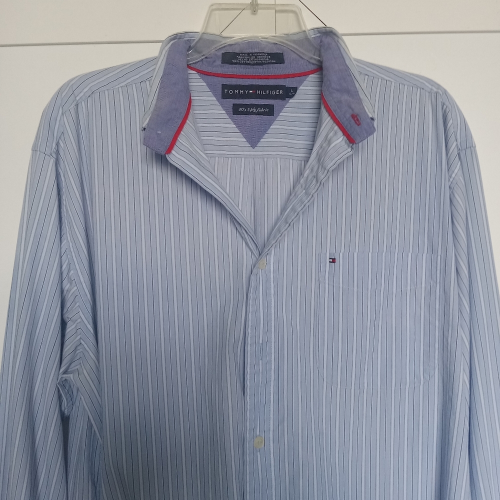 Tommy Hilfiger Blue Casual Button Down Size L EUC